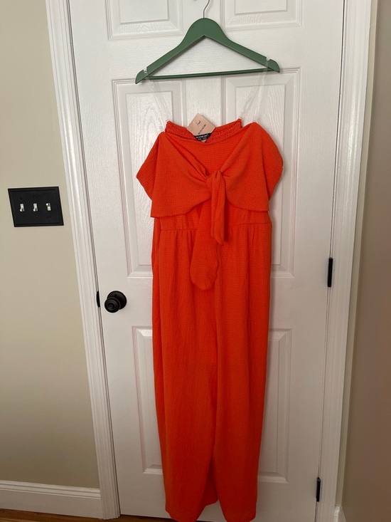 BloomChic Pants - NWT.....Women’s Orange Off-Shoulder Jumpsuit